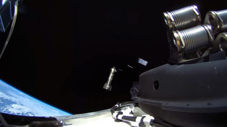 Starship's Ship upper stage deploys Starlink V3 satellites during its first-ever orbital flight on Sept. 28, 2026.