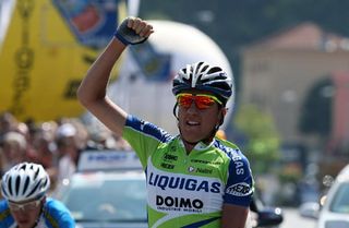 Robert Kiserlovski (Liquigas-Doimo) celebrates his Giro dell'Appennino victory, the Croatian's first win in three years.