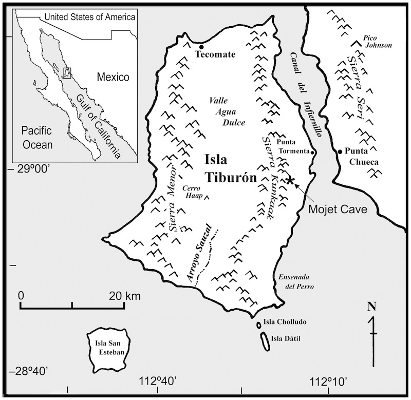 Tiburón Island in Gulf of California, where the "unintentional rewilding" of bighorn sheep took place.