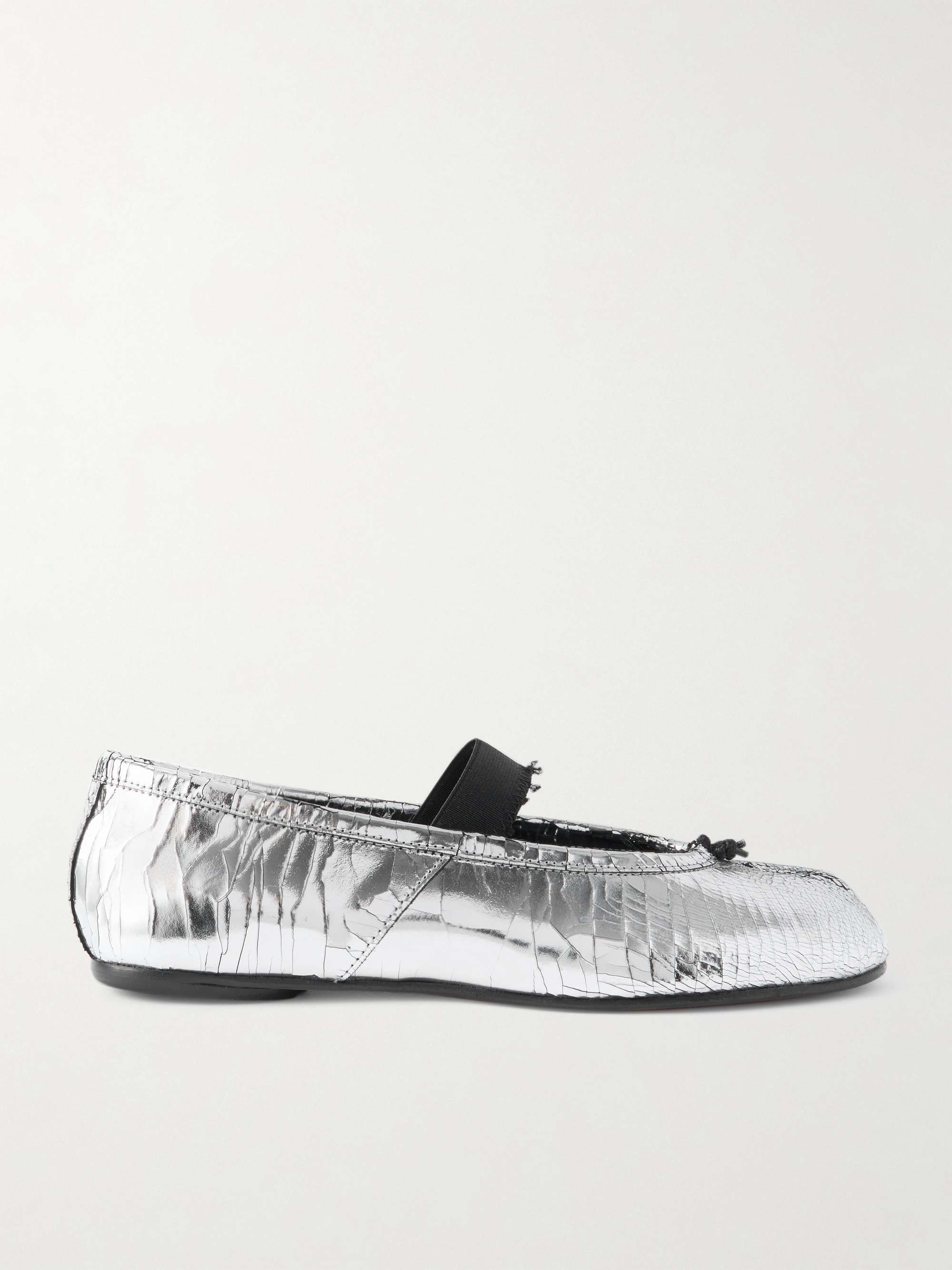 Tabi Split-Toe Metallic Cracked-Leather Ballet Flats