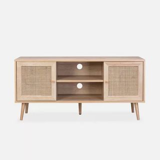 Sweeek 120cm TV stand with wood and cane effect