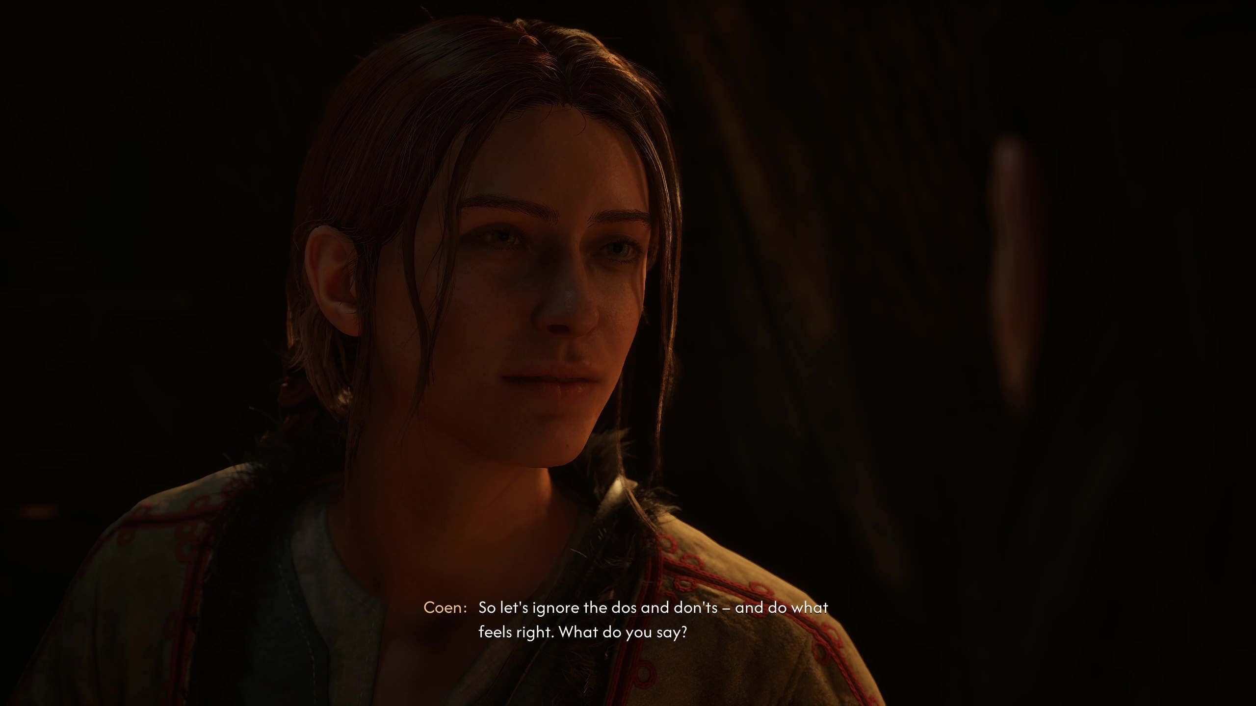 Coen starts a romance with Anca in The Blood of Dawnwalker