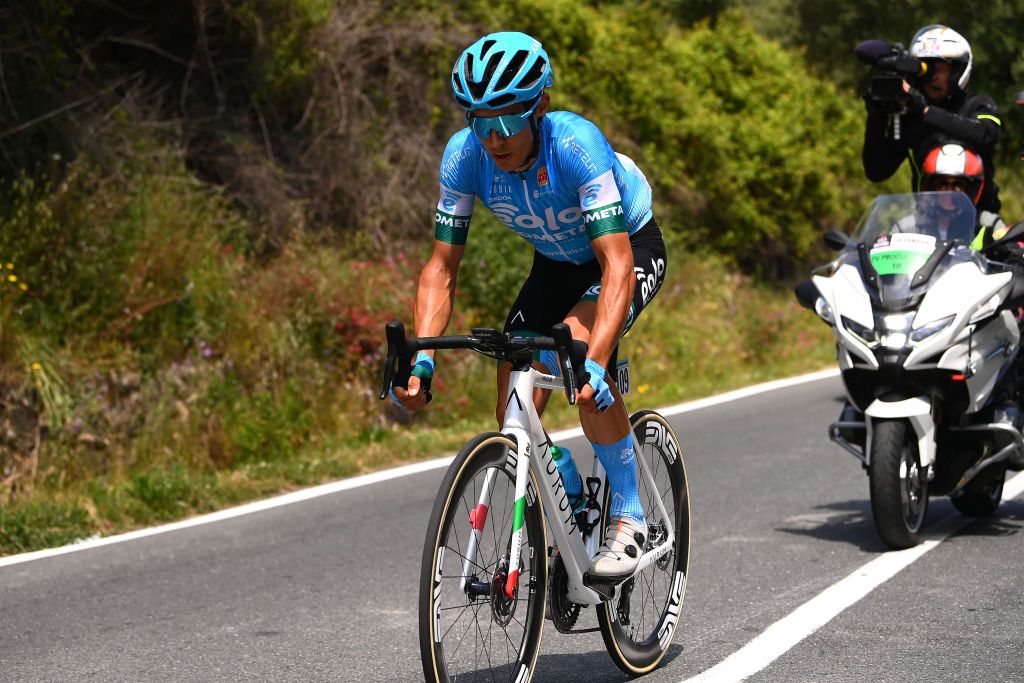 SCALEA ITALY MAY 12 Diego Rosa of Italy and EoloKometa Cycling Team competes in the breakaway during the 105th Giro dItalia 2022 Stage 6 a 192km stage from Palmi to Scalea Giro WorldTour on May 12 2022 in Scalea Italy Photo by Tim de WaeleGetty Images