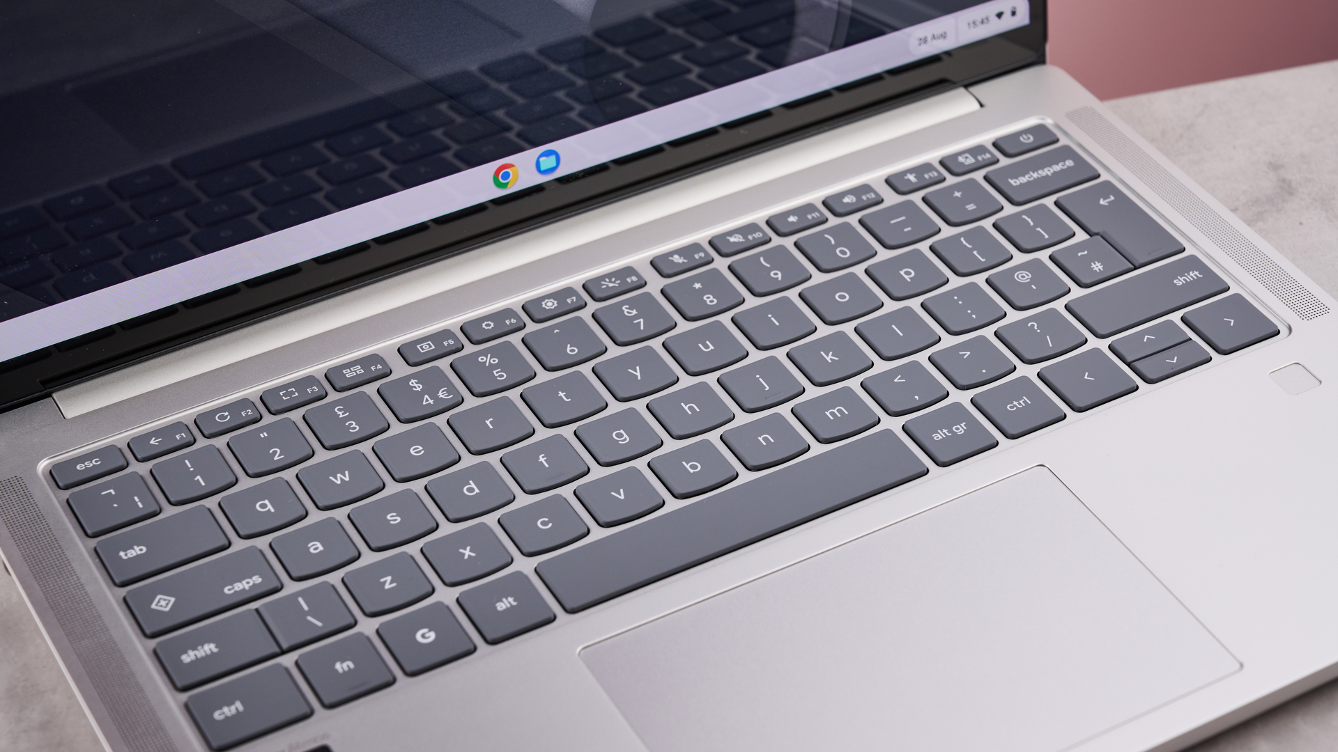 Close-up of keyboard on Lenovo Chromebook Plus 14-inch