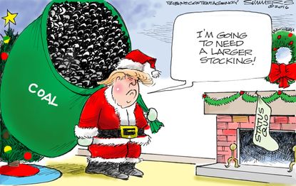 Political cartoon U.S. Donald Trump Christmas coal