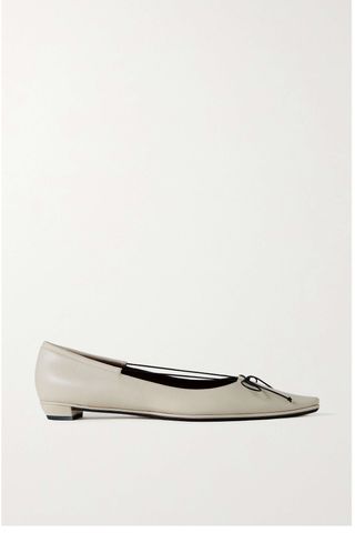 The Row Claudette Bow-Detailed Leather Point-Toe Flats