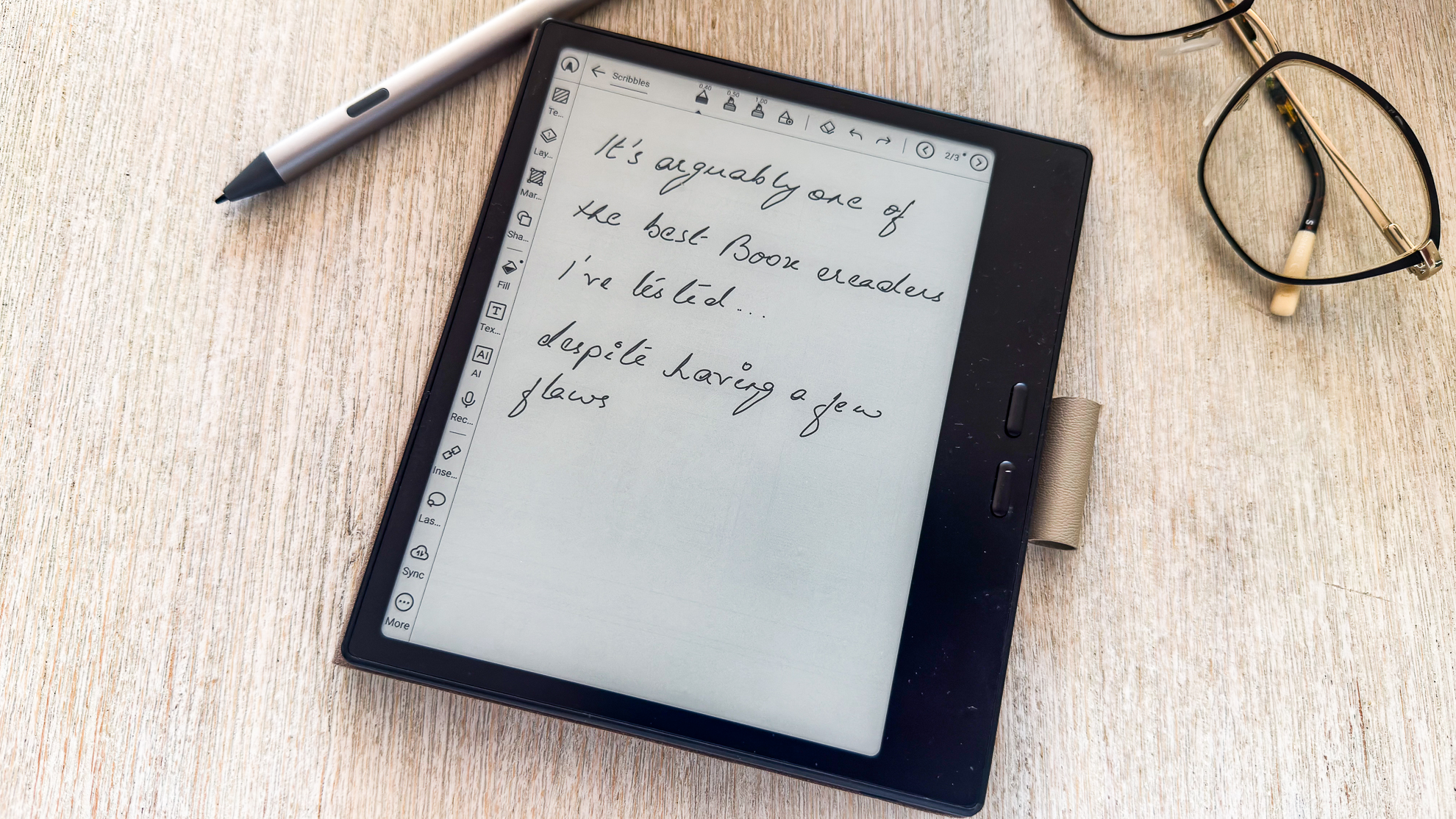 A handwritten note on the Boox Go 7