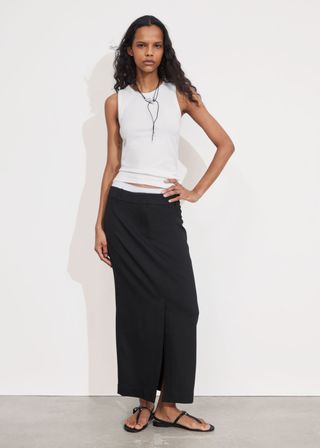 Tailored Pencil Midi Skirt