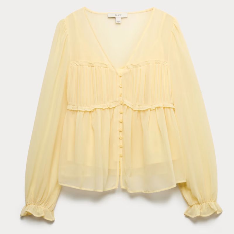 M&amp;amp;S, butter yellow blouse