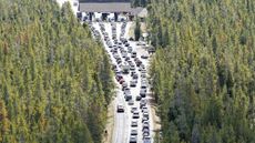 Traffic entering Yellowstone National Park