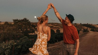 Couple Dancing Outdoors At Dusk,Paso Robles,CA