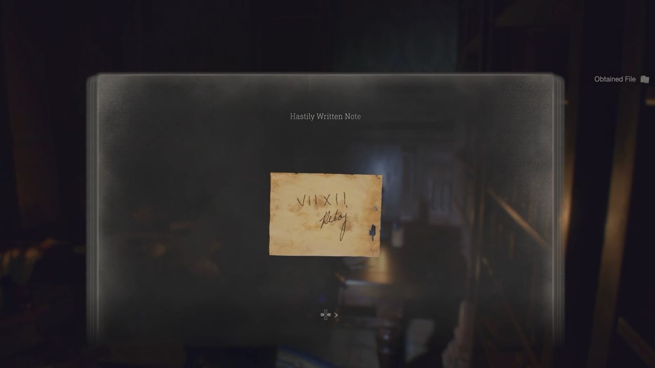 Resident Evil 4 Remake clock puzzle solution written on note