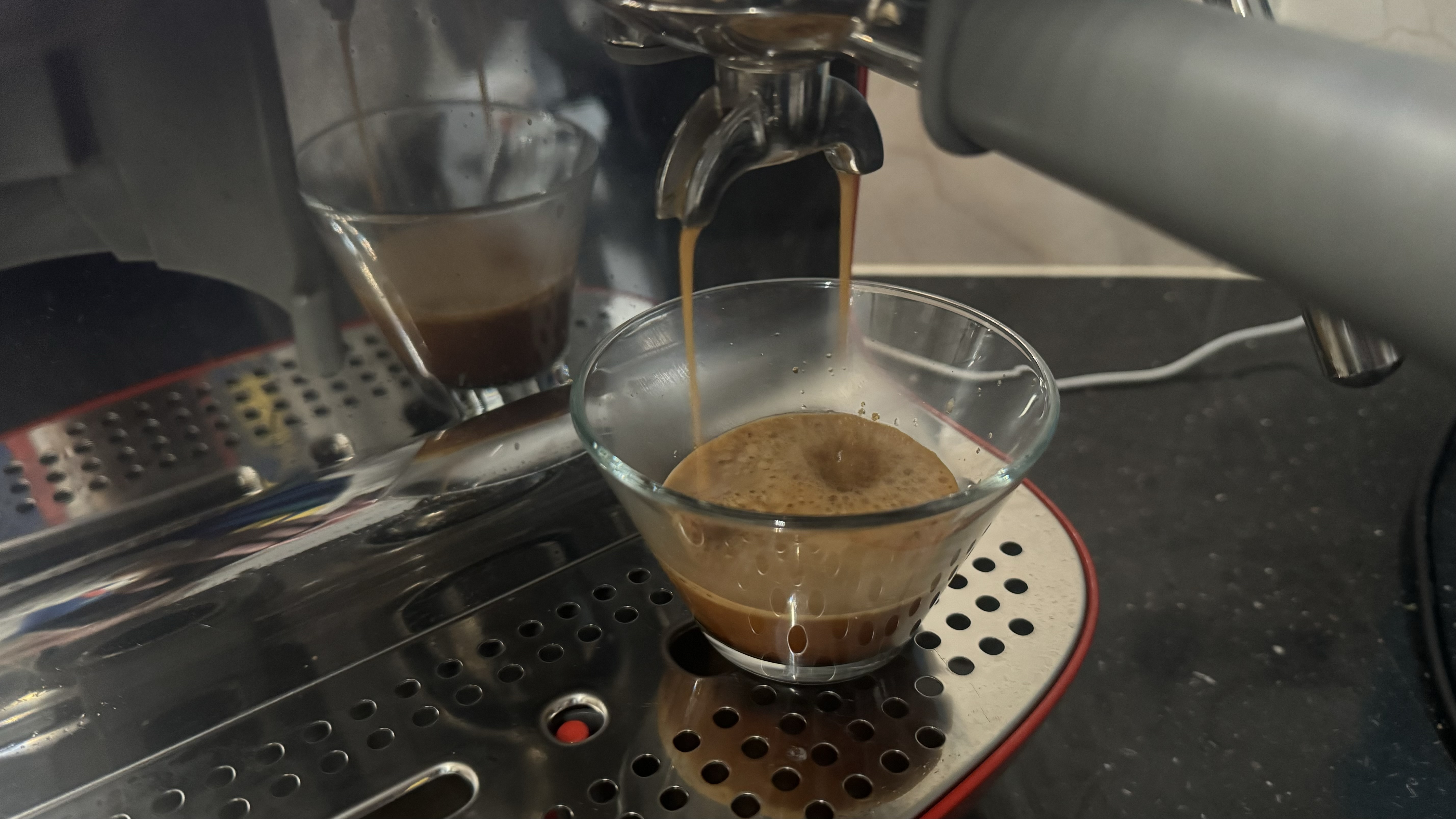 Smeg Espresso Coffee Machine EGF03 making an espresso shot