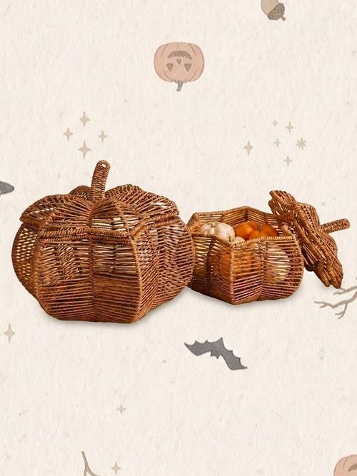 Handwoven Rattan Pumpkin Basket
