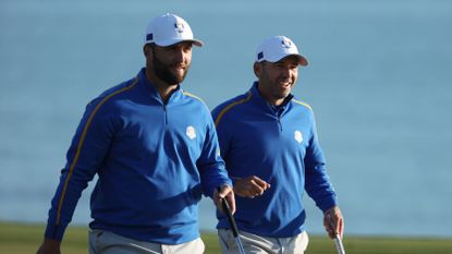 Jon Rahm and Sergio Garcia playing at the 2021 Ryder Cup