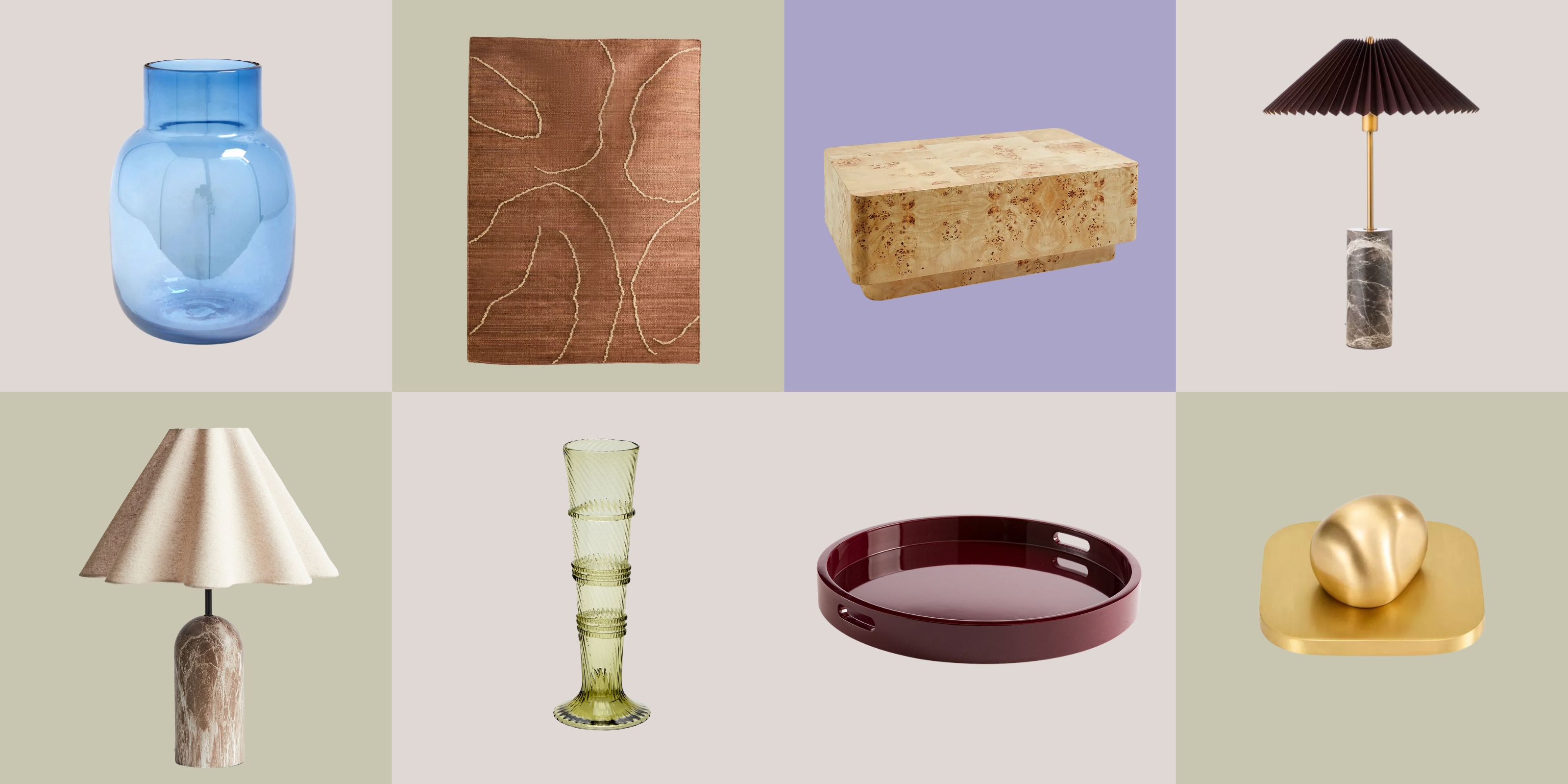 Lamps, coffee table, styling objects