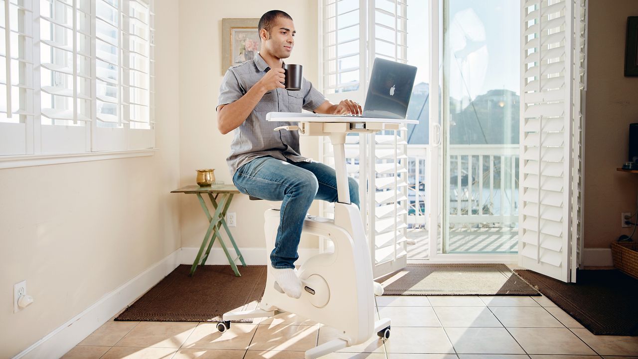 The Deskcise Pro is part exercise bike, part standing desk