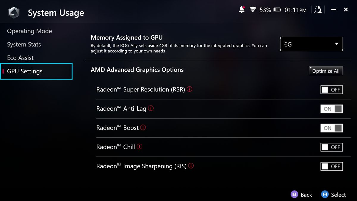 Screenshot on the ASUS ROG Ally.