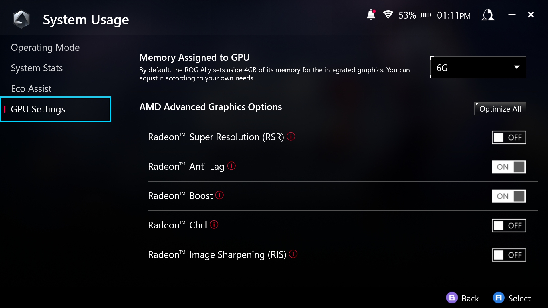Screenshot on the ASUS ROG Ally.