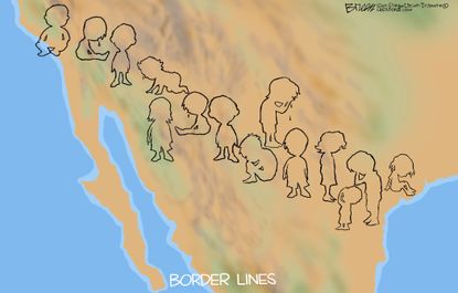 Political Cartoon U.S. Migrant Child Detention Border Lines