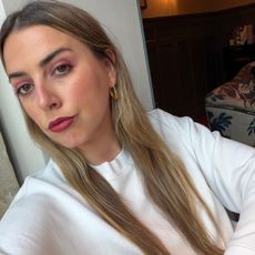 Shannon Lawlor wearing the limited-edition Chanel Rouge Noir makeup collection