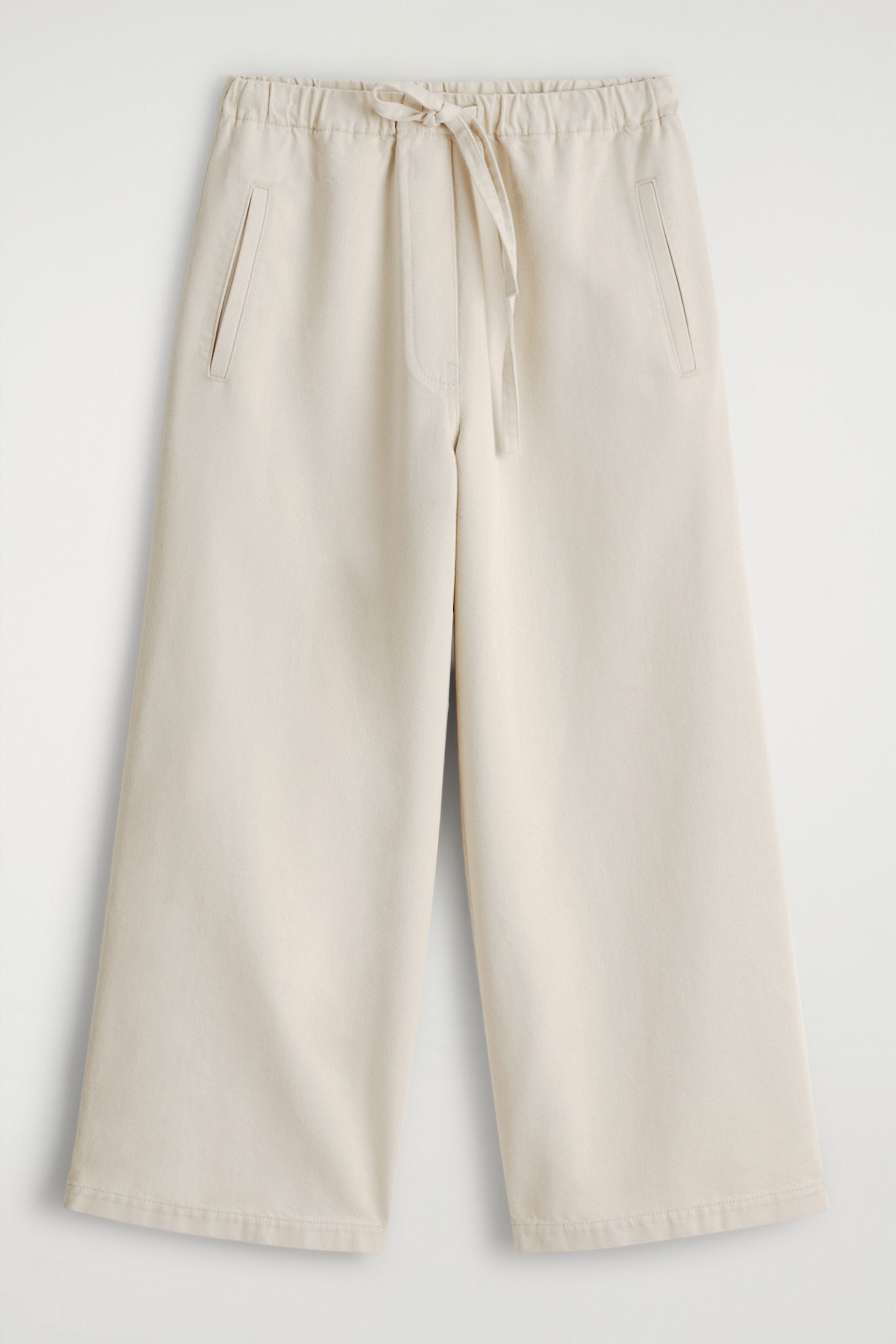 Cropped Denim Wide-Leg Trousers