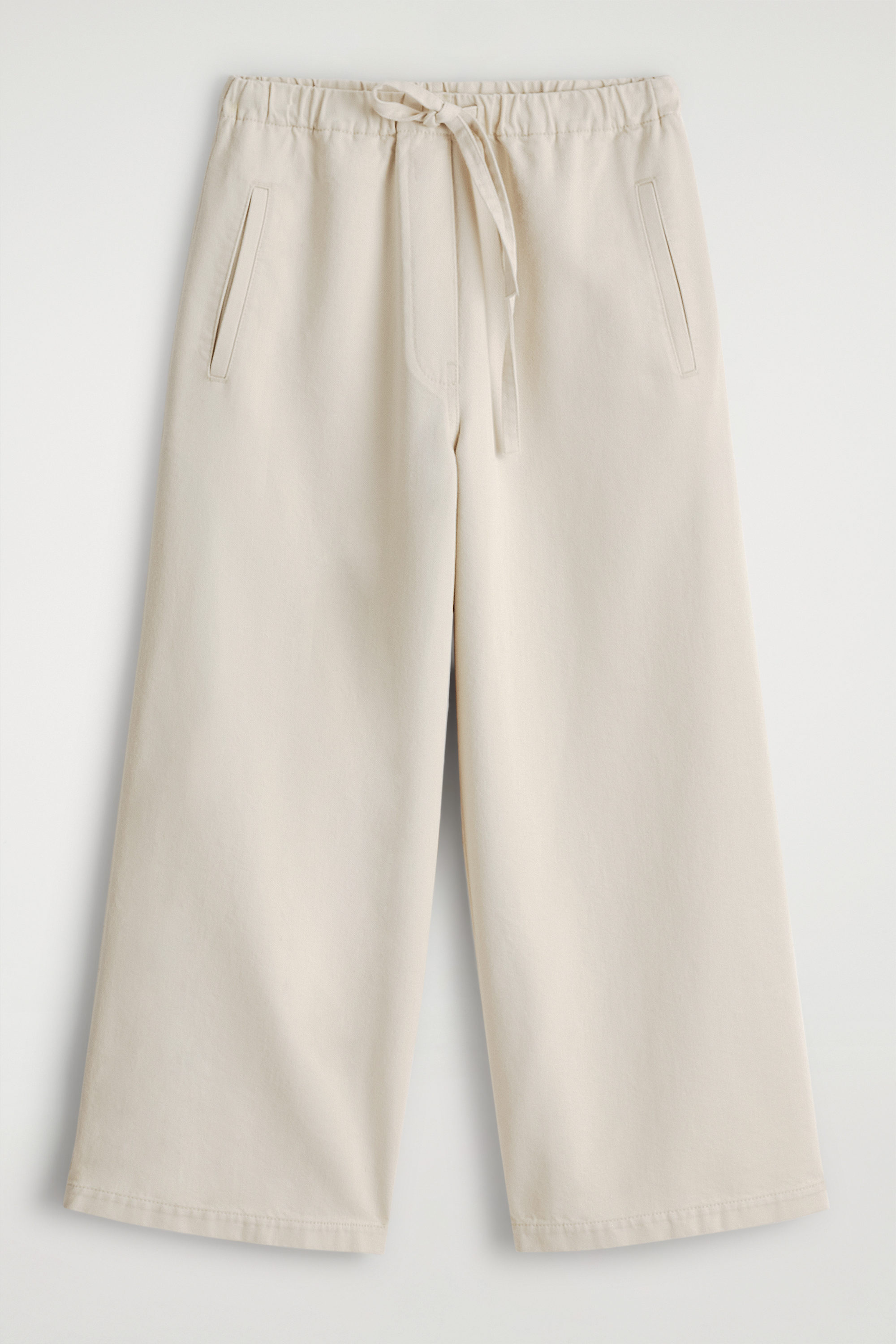 Cropped Denim Wide-Leg Trousers