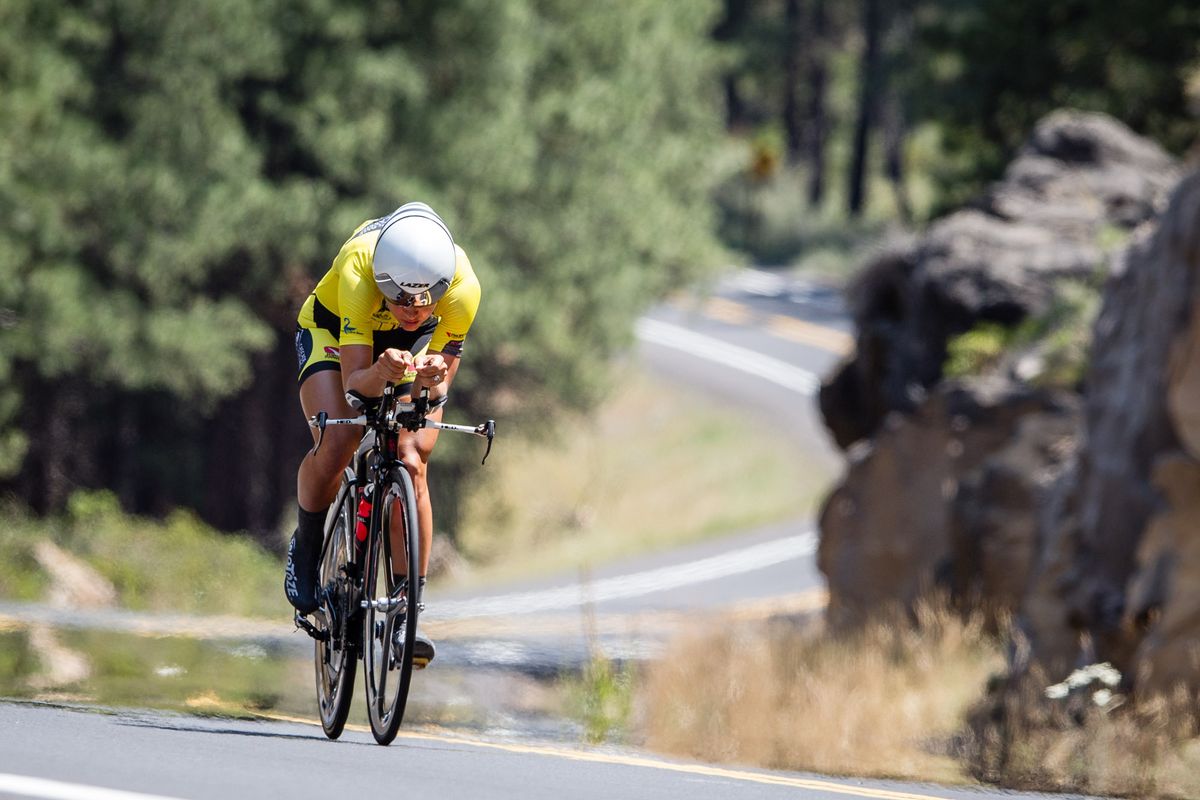 Kirsti Lay (Rally) on the way up the climb