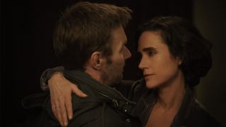 Joel Edgerton and Jennifer Connelly looking at each other in Dark Matter
