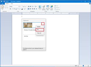 Windows 10 pin item to Clipboard history