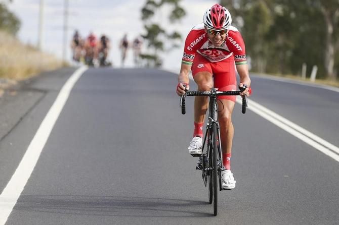Darren Lapthorne (Drapac) makes a break for it late in the stage, setting off a series of attacks