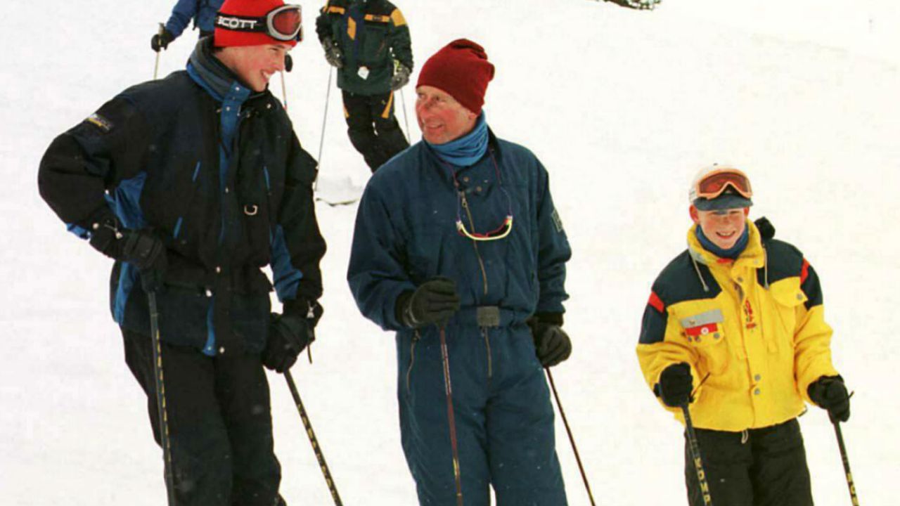 Prince Charles skiing with Prince William and Prince Harry