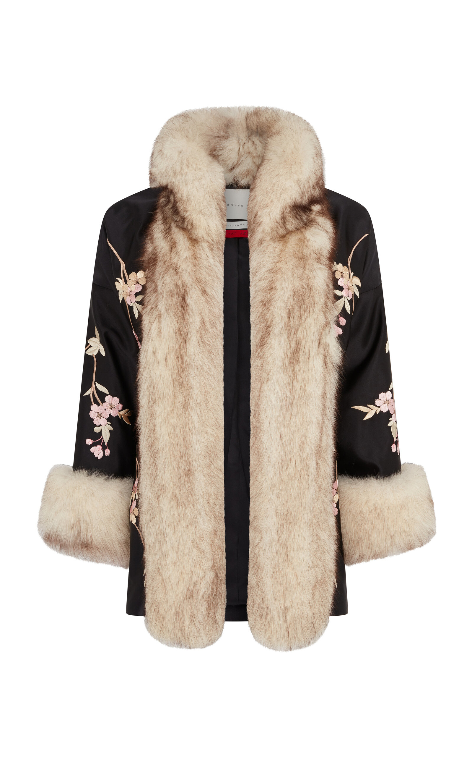Fox Fur-Trimmed Silk Robe Jacket
