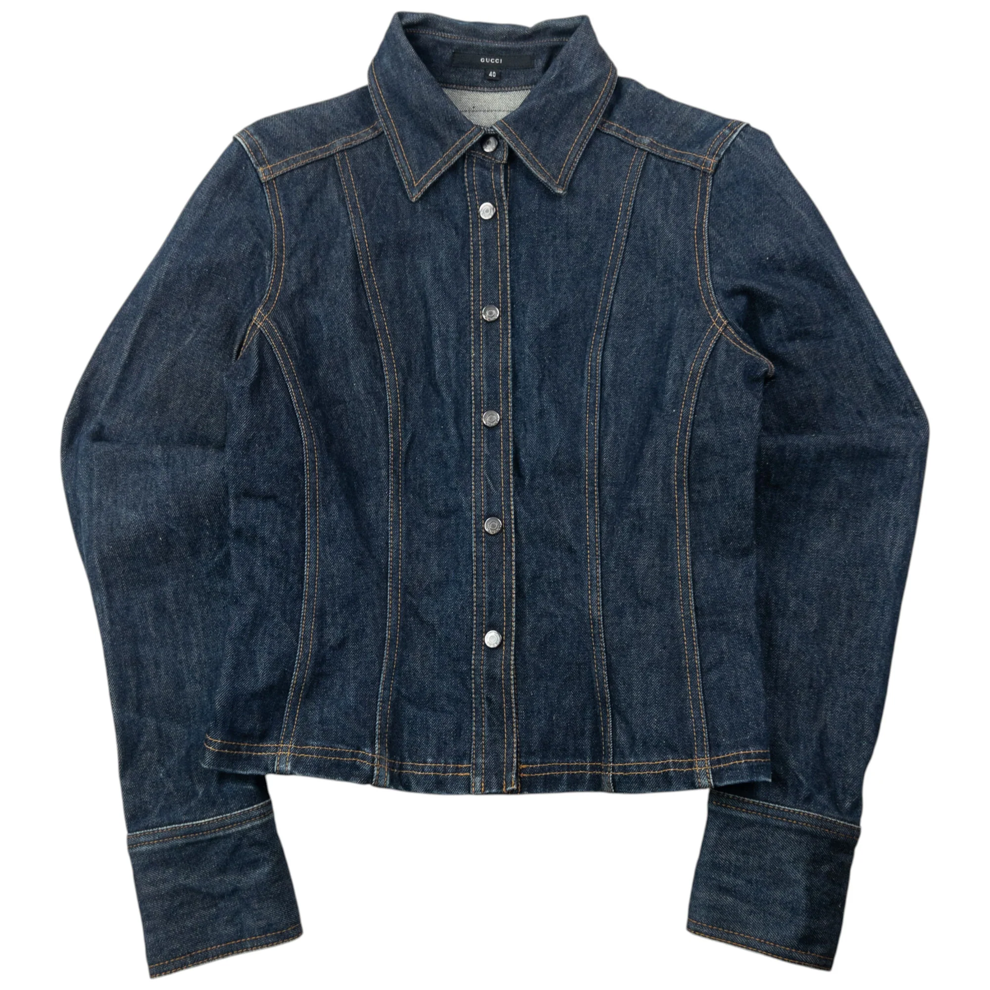 Second Wave Vintage, Vintage 90s Gucci By Tom Ford Cropped Denim Jacket