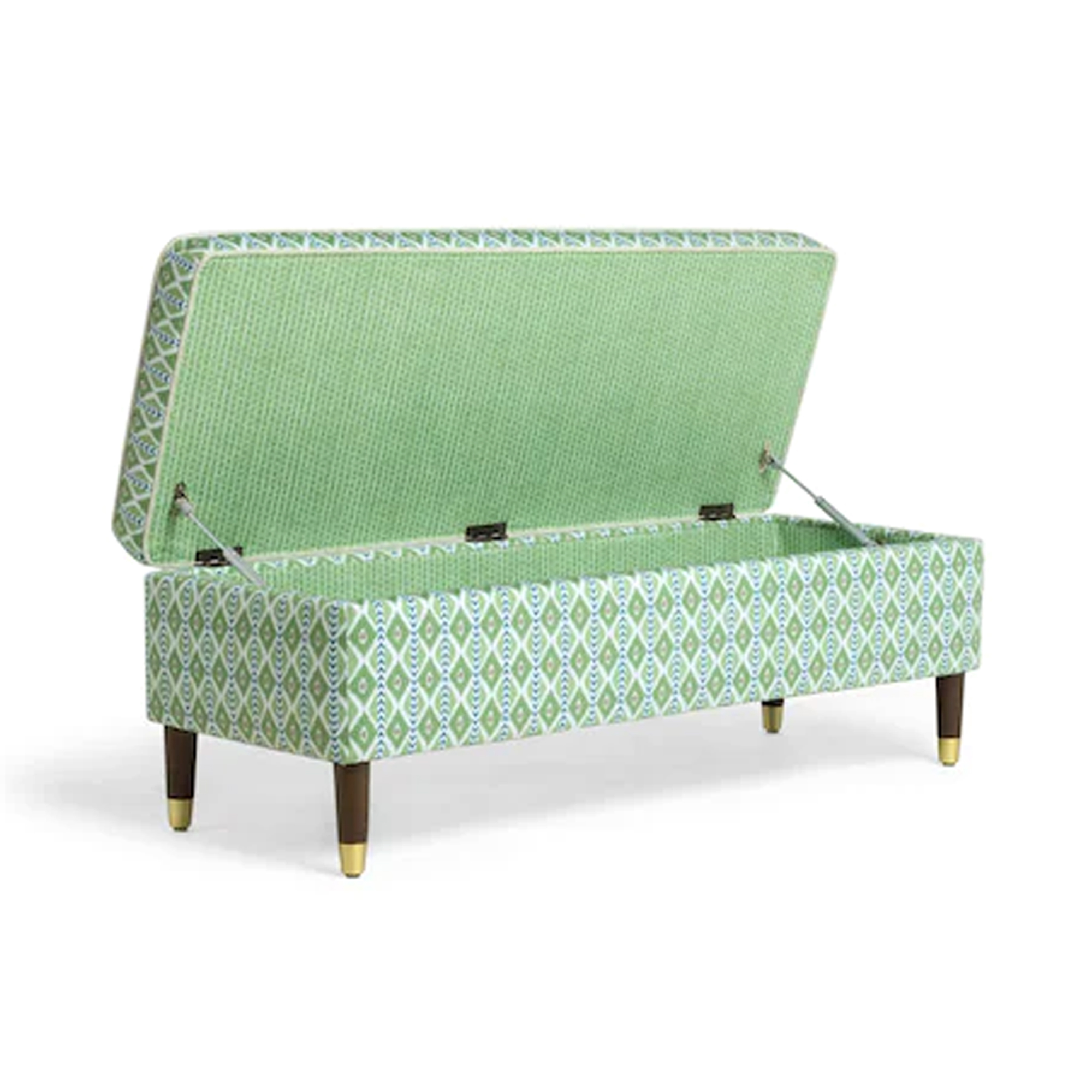 Next, Nina Campbell Green Ikat Diamonds Rosebury Storage Ottoman Bench