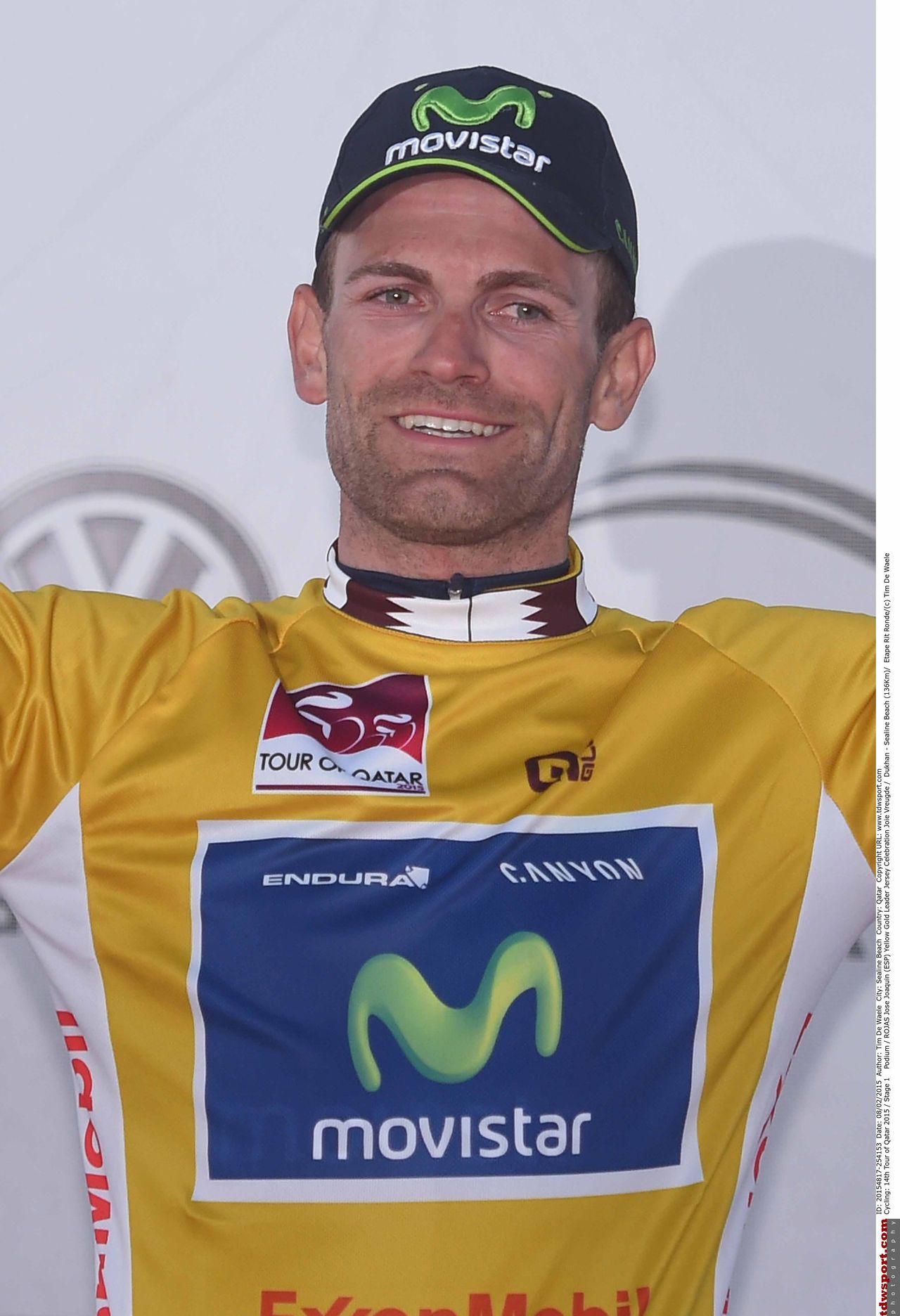 Jos&eacute; Joaquin Rojas in the gold jersey in Qatar.