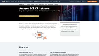 Website screenshot for Amazon EC2 C5 Instances