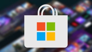 Microsoft Store logo on a blurred background