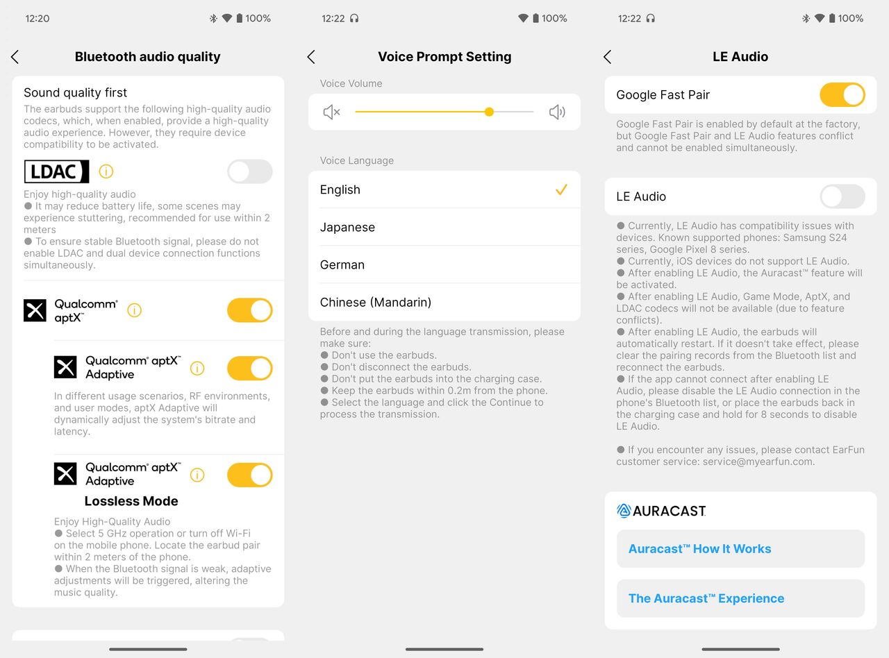 EarFun Air Pro 4 app options