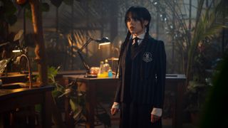 Jenna Ortega as Wednesday Addams in her school uniform