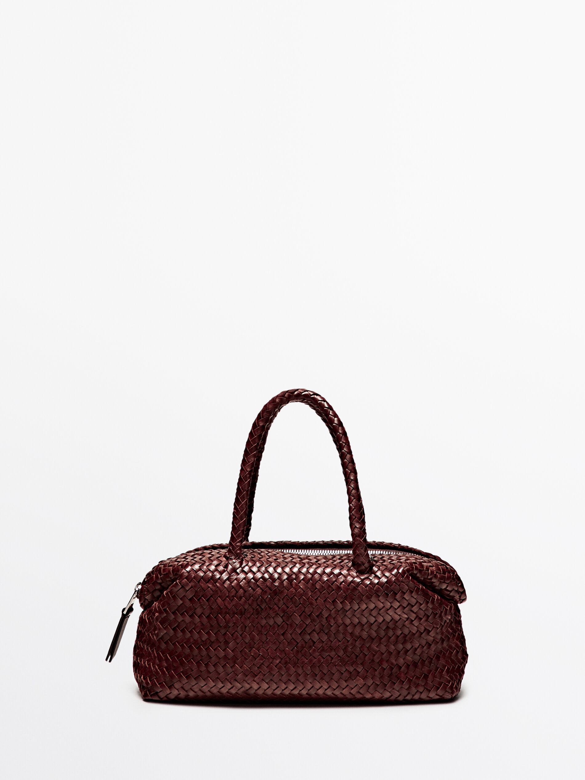 Small Woven Nappa Leather Satchel Bag