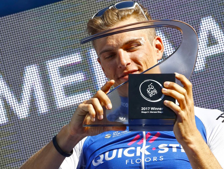 Marcel Kittel (QuickStep Floors) savours the moment after winning his second Dubai Tour