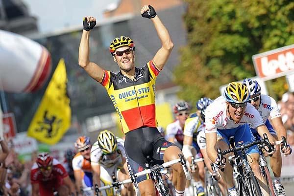 Tom Boonen (Quick Step) took his first win in the Belgian national champion's jersey.