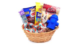Dog gift basket, one of w&h's picks for Christmas gifts for dogs