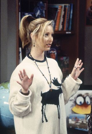 Lisa Kudrow wearing a scrunchie for an embarrassing hair trends from the '90s round-up