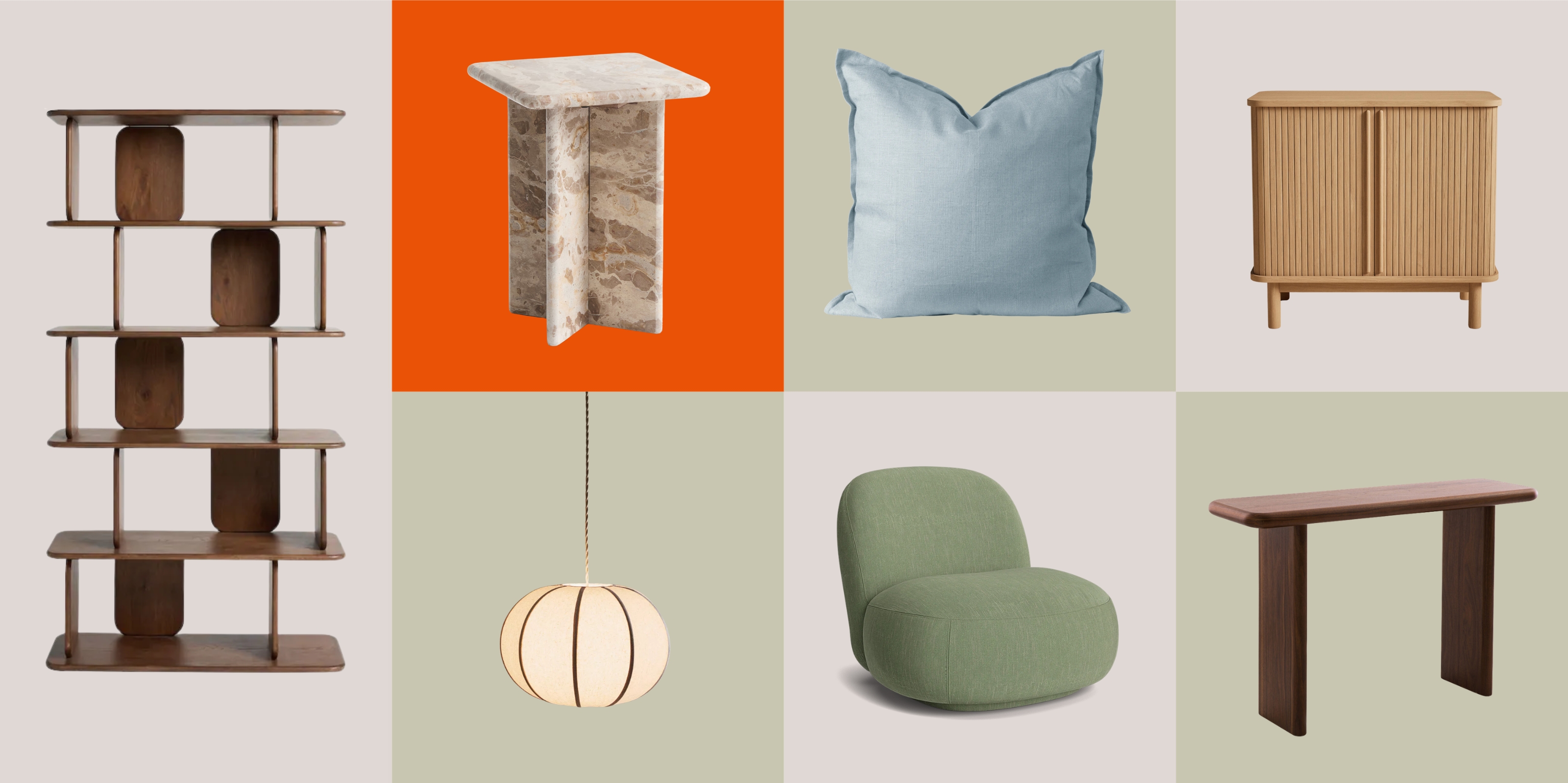 Product grid with minimal living room decor 