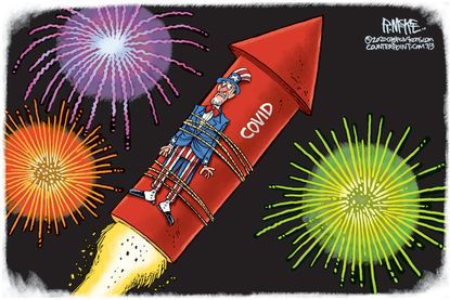 Editorial Cartoon U.S. Covid Fourth of July