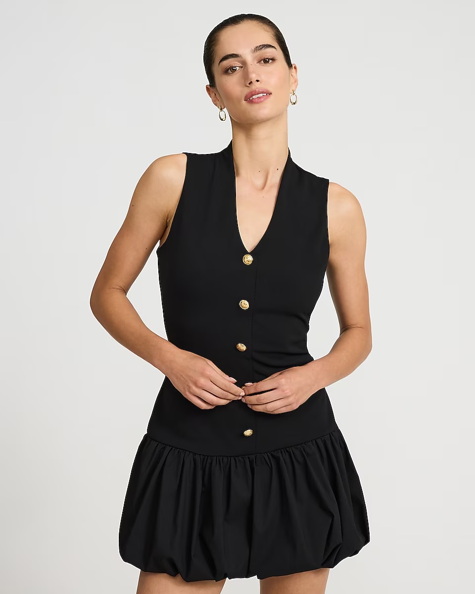 express, V-Neck Novelty Button Mini Bubble Dress