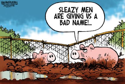 Political cartoon U.S. sexual harassment pigs
