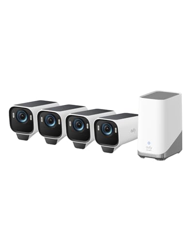 Eufycam S3 Pro 4-Cam Kit, Solar Camera Outdoor Wireless, Colour Night Vision, 4k Security Camera With Solar Panel, Forever Power 2.0, Face Recognition Ai, Expandable Local Storage, No Monthly Fee